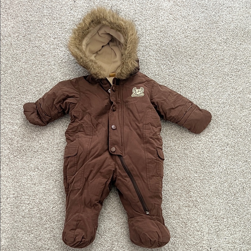 Phat Farm Brown Hooded Footie Snowsuit